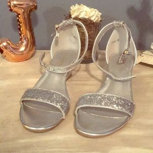Silver sparkly low wedges